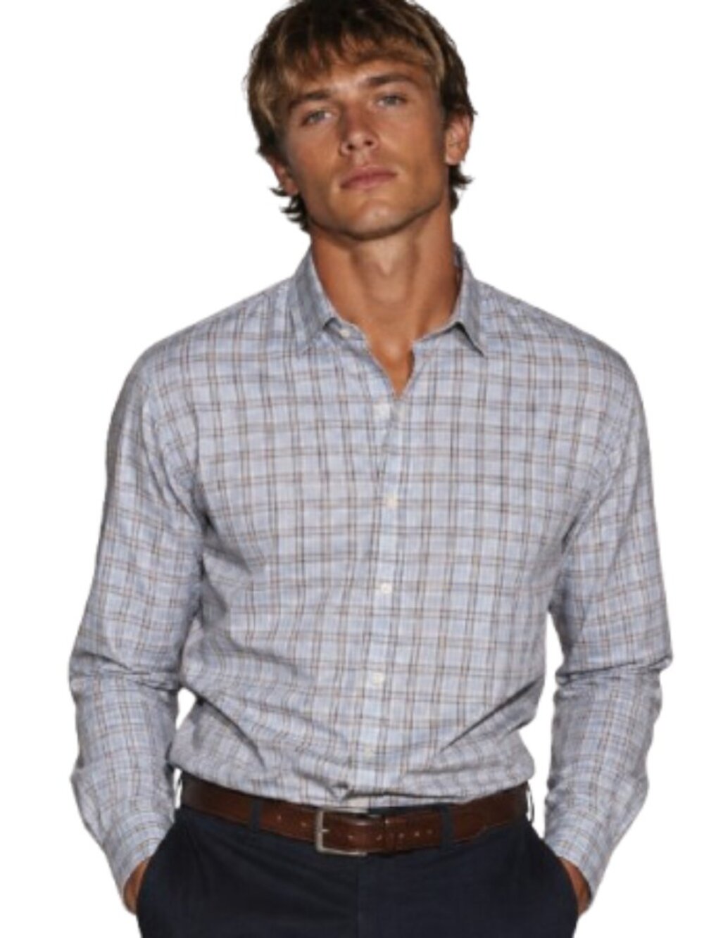 Peter Millar Men's Plaid Button Down Shirt Blue Long Sleeve Cotton M